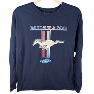 Gildan Ford Mustang Car Horse Hood Ornament Long Sleeve Shirt Size Mens Large